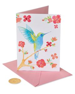 Hummingbird On Branch Blank Greeting Card