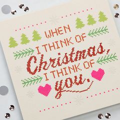 Cross-Stitch Christmas Greeting Card for Family