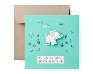 Elephant Baby Boy Congratulations Card