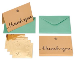 Kraft Boxed Thank You Cards and Envelopes, 14-Count