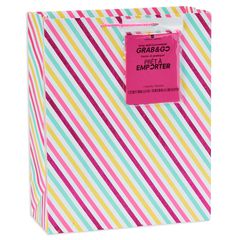 large pink stripes grab-&-go gift bag
