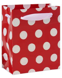 mini white polka dots christmas gift bag