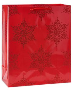 large red snowflakes christmas gift bag