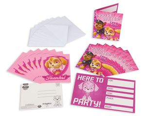 paw patrol pink invite and thank you combo pack 8 ct