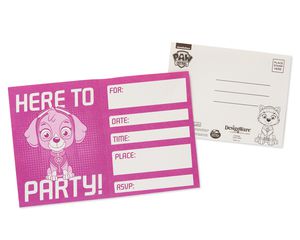 paw patrol pink invite and thank you combo pack 8 ct