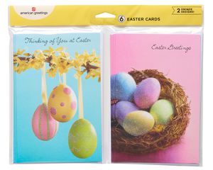 blue and pink easter egg cards, 6-count
