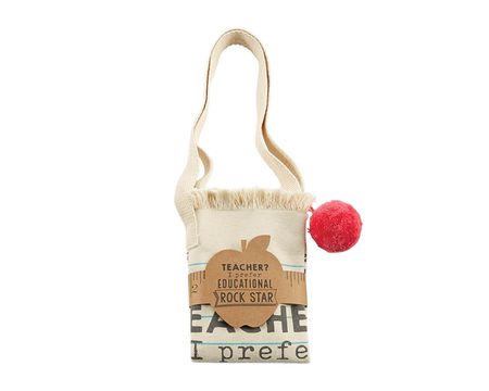 Mud Pie Best Teacher Ever Tote Bag One Size Off White