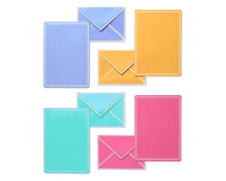 Pastel Blank Flat Panel Note Cards And Colored Envelopes, 100