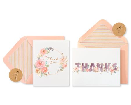 Beveled Thanks Thank You Boxed Blank Note Cards With