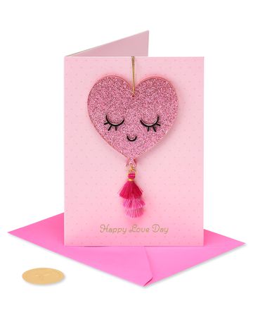 Heart & Satin Roses Music Glamour   I love you PAPYRUS Valentine's Day Card 