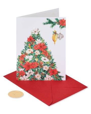 Papyrus Christmas Cards Boxed 20-Count Glitter-Free Holiday Snowbird and Tree 