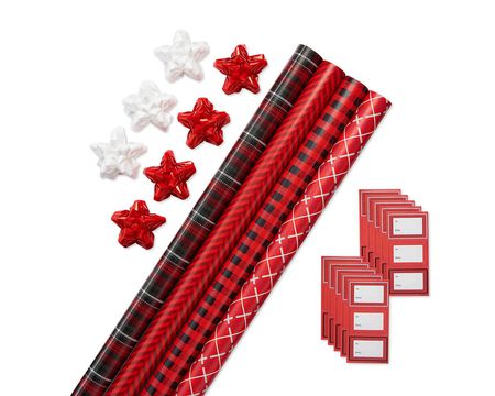 Christmas Reversible Wrapping Paper, Red And Gold, Polka Dot, Stripe,  Zigzag And Herringbone, 4-Rolls, 120 Total Sq. Ft.