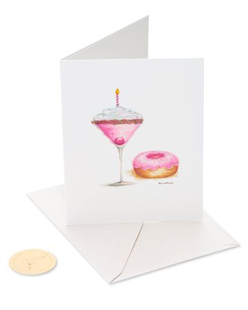Girl in Flamingo Dress w/ Ruffles & Martini Bella Pilar Papyrus Birthday card 