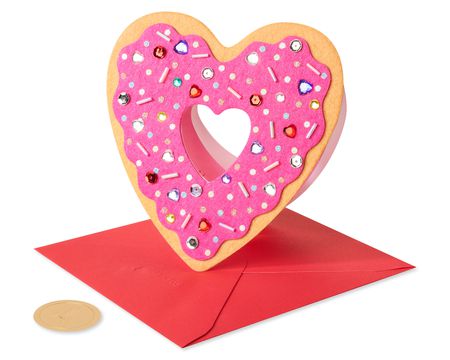 Papyrus Valentine's Day Card Heart Shaped Embroidered Balloon Applique LOVE YOU 