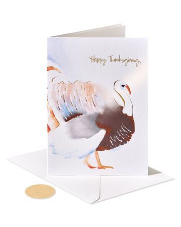 Papyrus Happy Thanksgiving Card Turkey Shiny Sparkles 