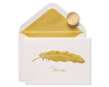 Papyrus Thank You Cards with Envelopes, Gold Flourish (16-Count