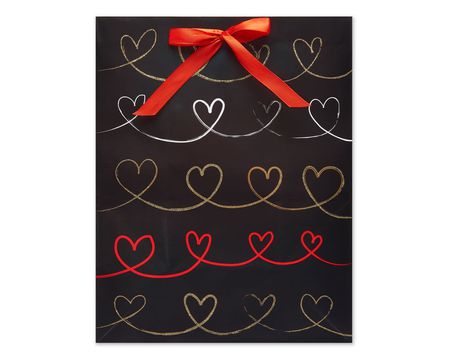 White Tissue Paper With Red Hearts, 6 Sheets