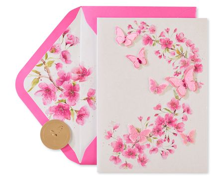 Scattered Blossoms Boxed Blank Note Cards With Glitter And