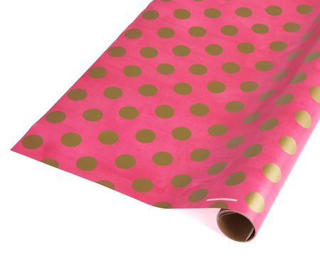 Kraft And Gold Polka Dots Wrapping Paper, 3-Roll, 30, 60 Total Sq. Ft.