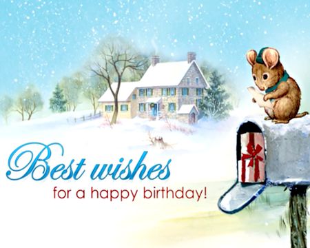 Winter Happy Birthday Cards