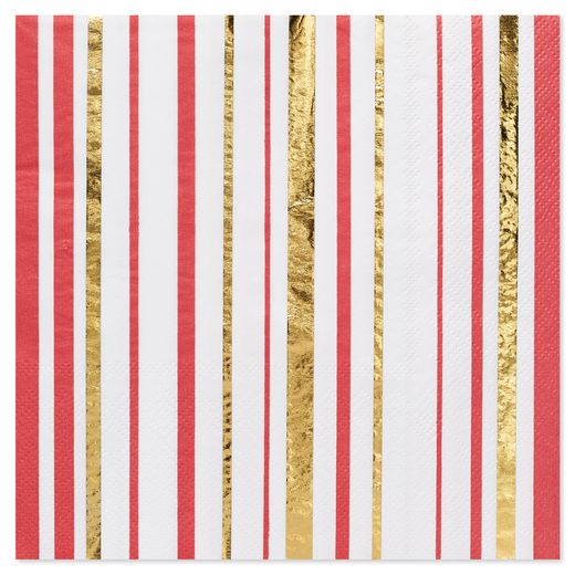 Gold & Red Stripes Christmas Lunch Napkins 20-Count
