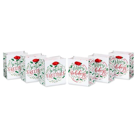 Holiday Lettering Holiday Gift Bag Set 6-Count
