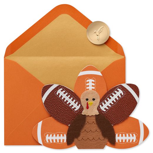 Grateful for Turkey and Touchdowns Thanksgiving Football Greeting Card