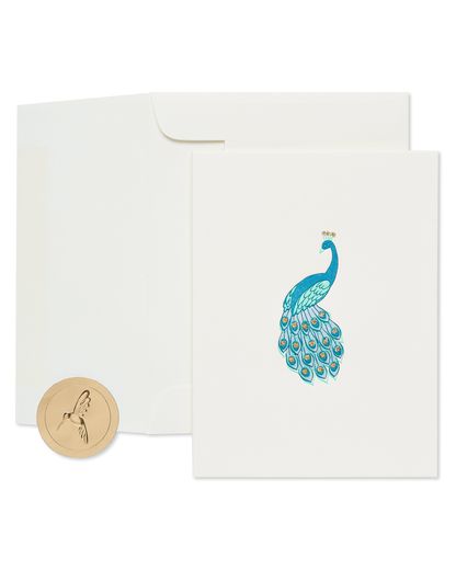 Peacock Thinking of You Blank Greeting Card