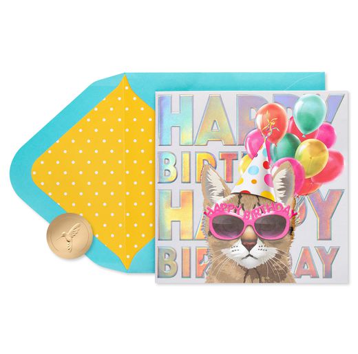 One Cool Cat Birthday Greeting Card Image