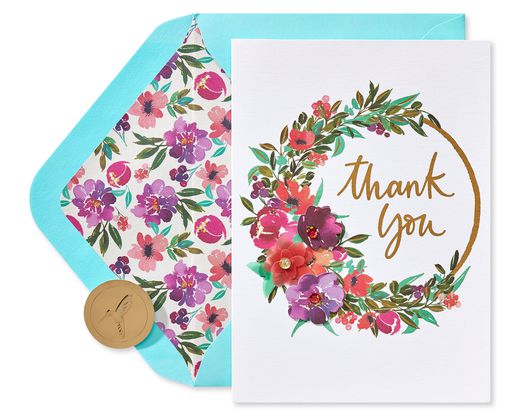 Painterly Wreath Thank You Greeting Card