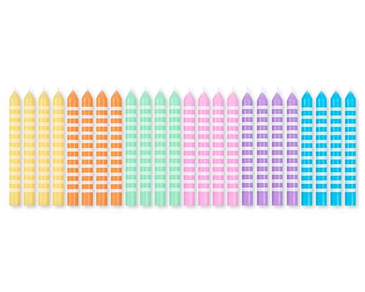 Pastel Stripes Birthday Candles 24-Count
