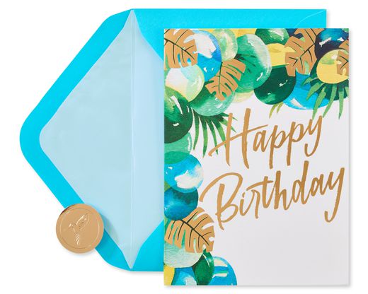 Greenery Balloons Birthday Greeting Card