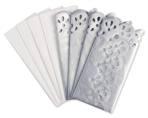White and Silver Tissue Paper Set 8-Sheets