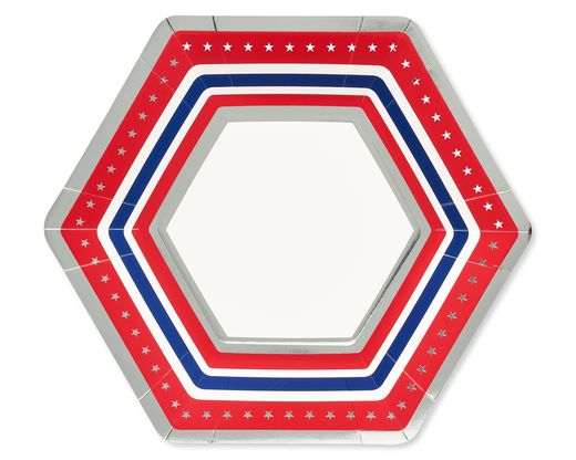 Red White and Blue  Father's Day Party Supplies Dinner Plates 8-Count