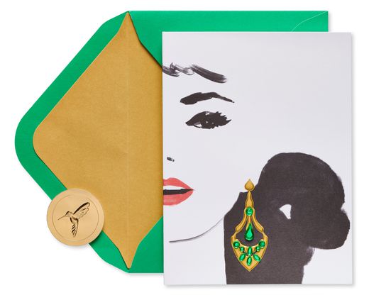 Gem Earring Boxed Cards and Envelopes 8-Count