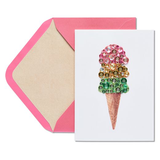 Gem Ice Cream Cone Birthday Greeting Card