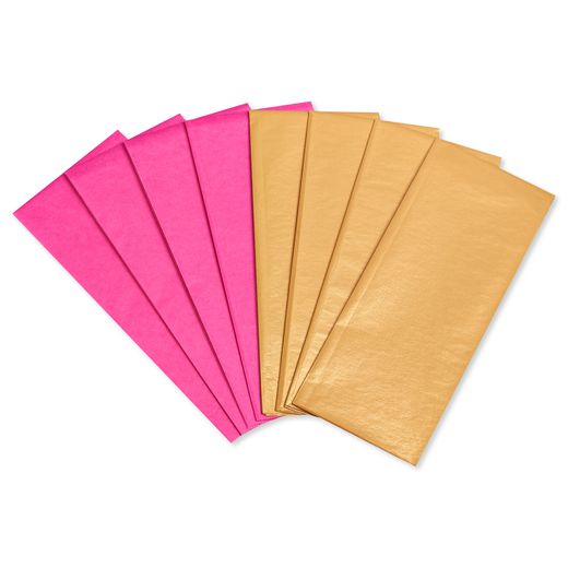 Pink and Gold Valentine's Day Tissue Paper 8 Sheets