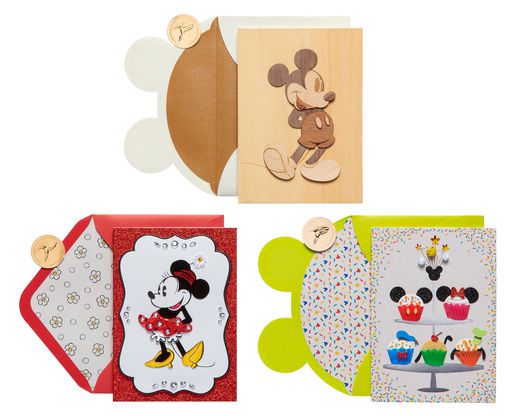 Mickey and Minnie Mouse Birthday Greeting Card Bundle 3-Count