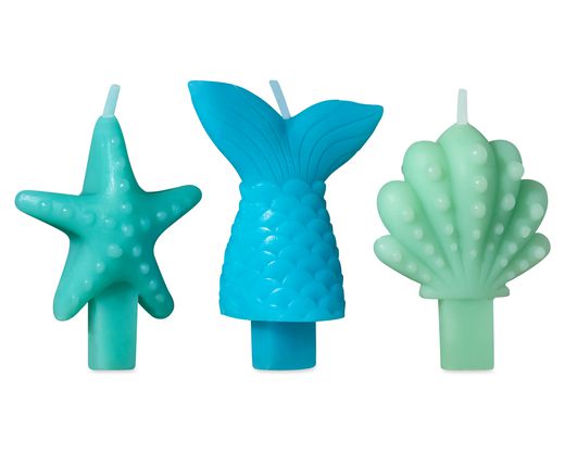 Mermaid Birthday Candles 3-Count