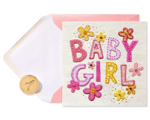 Patchwork Baby Girl New Baby Greeting Card