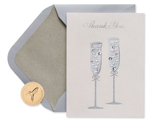 Champagne Flutes Boxed Cards and Envelopes 8-Count