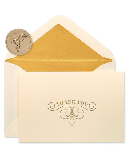 Gold Flourish Thank You Boxed Blank Note Cards and Envelopes 16-Count