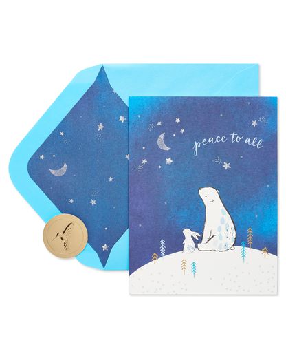 Bear and Bunny Christmas Greeting Card