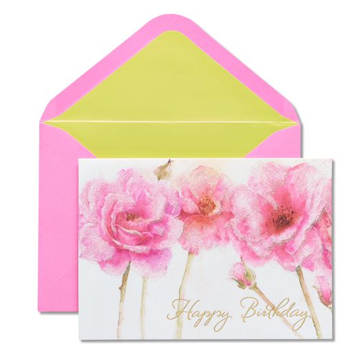Pink Roses Birthday Greeting Card