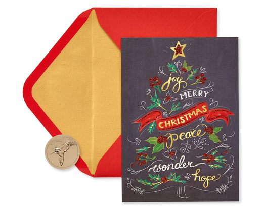 Chalkboard Holiday Tree Christmas Cards Boxed 14-Count