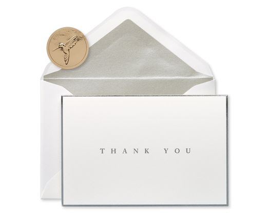 Silver Border Thank You Boxed Blank Note Cards and Envelopes 16-Count