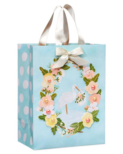 Stork with Baby Large Baby Gift Bag 1 Bag