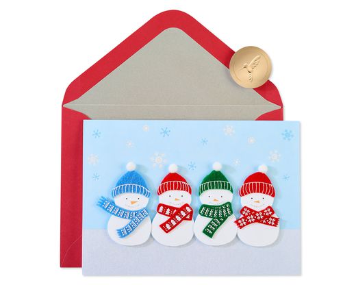 Warmest Wishes Snowman Holiday Boxed Cards - Glitter- 8-Count