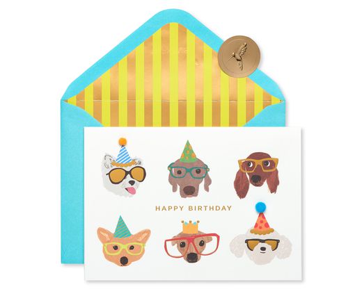 Dogs with Glasses Birthday Greeting Card