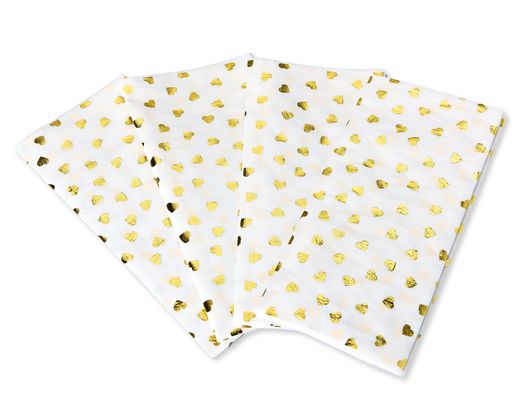Gold Foil Hearts Tissue Paper 4-Sheets